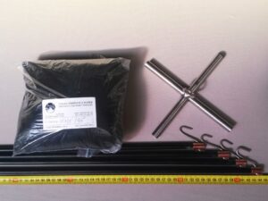 Senknetz Komplett 1,5 x 1,5 m + Nylon 5×5 mm schwarz – knotenlos