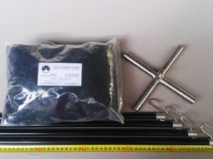 Senknetz Komplett 2,5 x 2,5 m + Nylon 15×15 mm schwarz – knotenlos