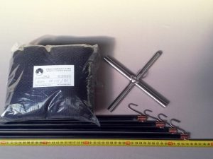 Senknetz Komplett 1,5 x 1,5 m/ PAD 4×4 mm schwarz – knotenlos