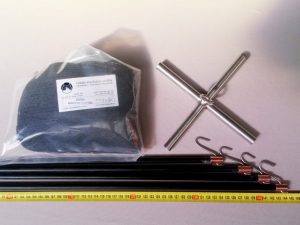 Senknetz Komplett 1,5 x 1,5 m/ PAD 8×8 mm schwarz – knotenlos