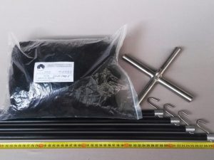 Senknetz Komplett 2,5 x 2,5 m/ PAD 8×8 mm schwarz – knotenlos