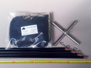Senknetz Komplett 2 x 2 m/ PAD 15×15 mm schwarz – knotenlos
