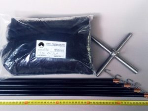 Senknetz Komplett 2 x 2 m/ PAD 5×5 mm schwarz – knotenlos